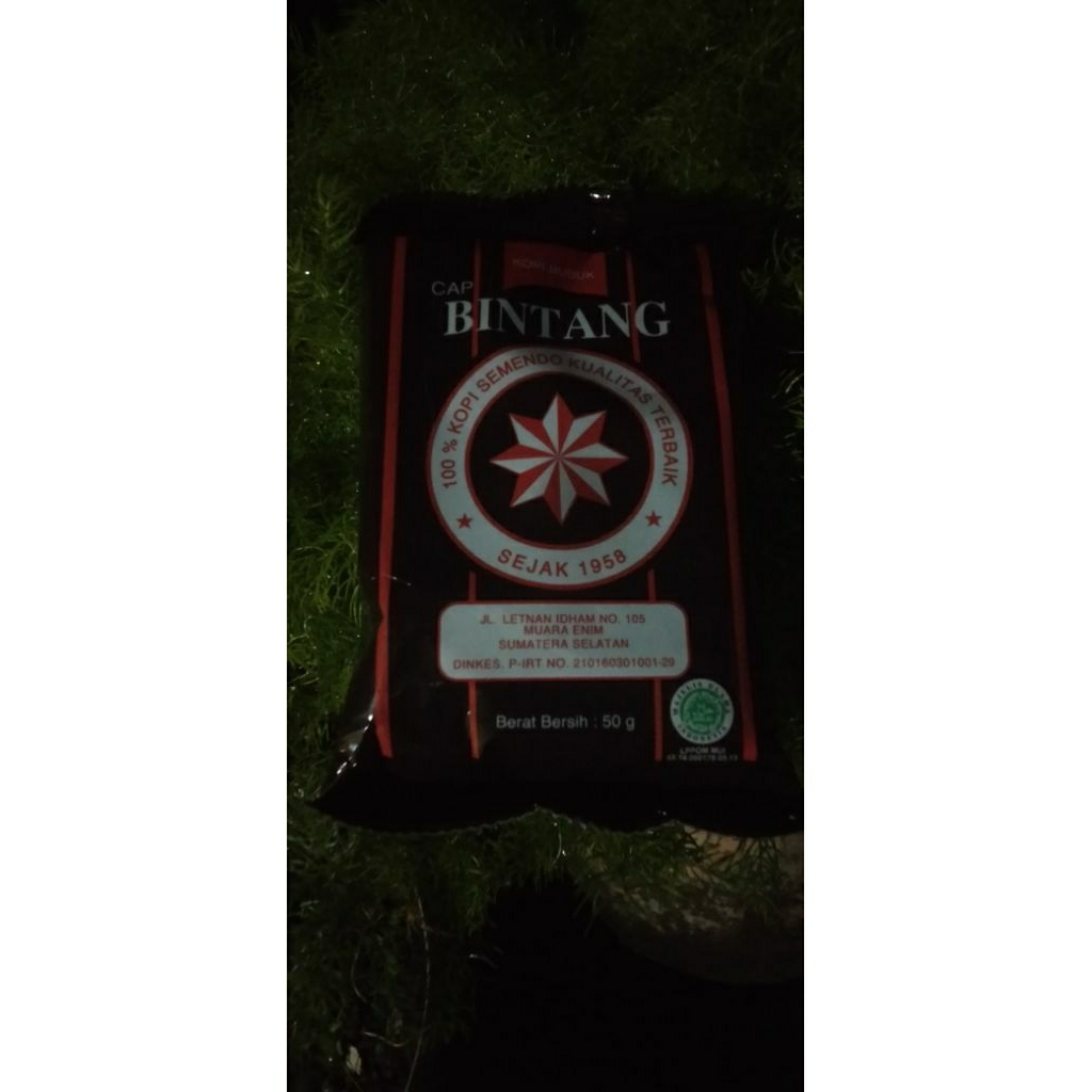 

Kopi Bubuk Cap Bintang Asli Semendo Kemasan 50 Gram Harga Pas Rp. 8.200
