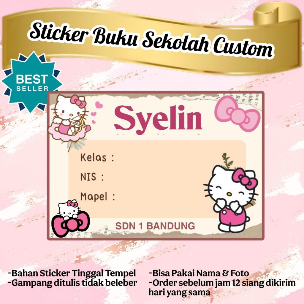 

STIKER LABEL BUKU ANAK MOTIF HELLO KITTY 3