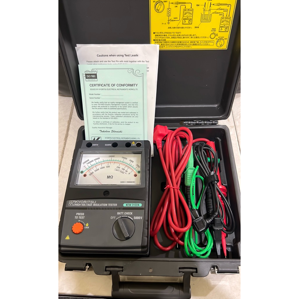 Kyoritsu KEW 3122A Analog Insulation Tester High Voltage Insulation Tester Original