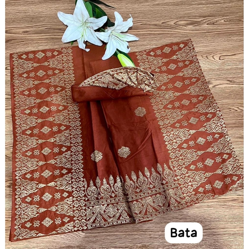 Set Couple Katun Bordir Songket Bali // kamen + saput + udeng 1/2 jadi