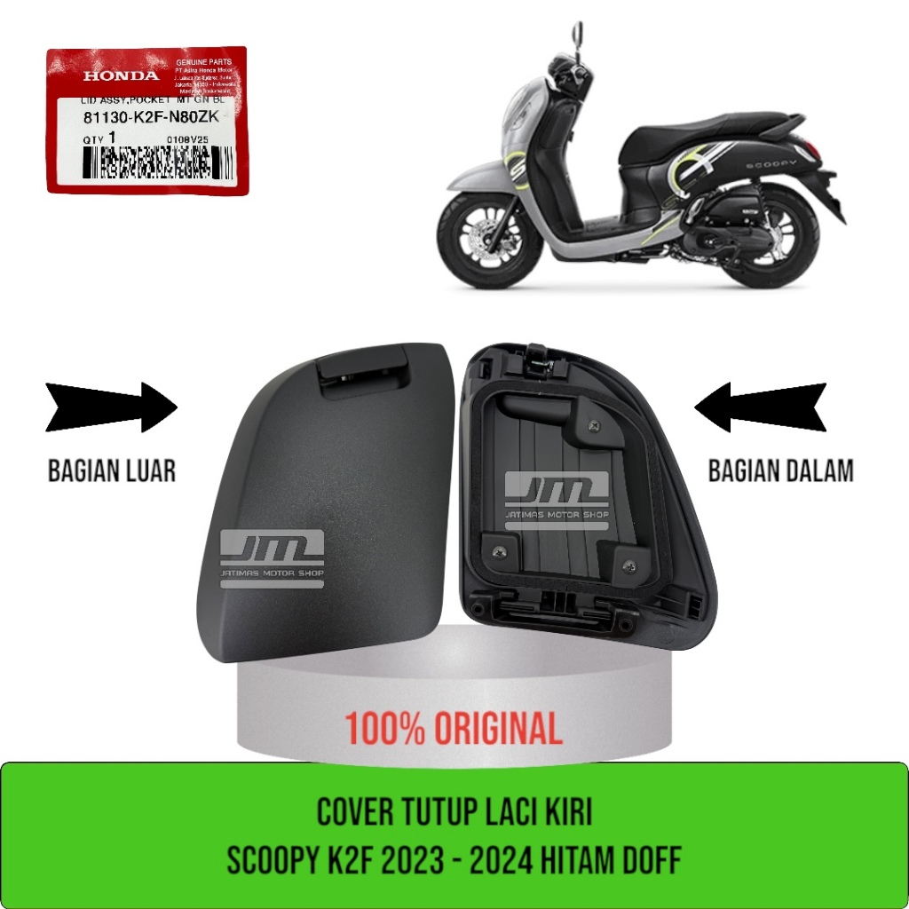 Cover tutup laci scoopy K2F 2023 - 2024 hitam doff 81130-K2F-N80ZK