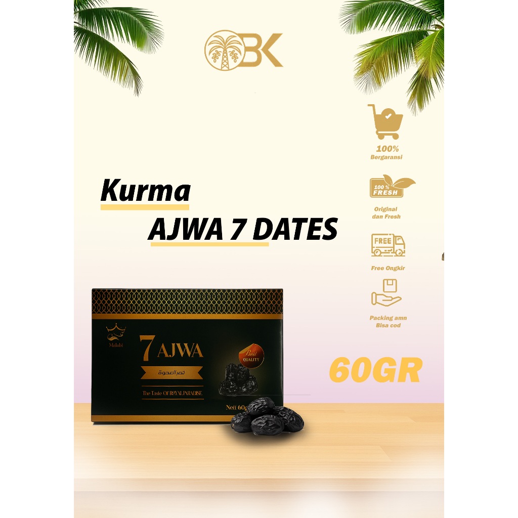 

Kurma Ajwa MOZAIK 7 Dates – Kurma Nabi Asli Madinah Isi 7 Butir