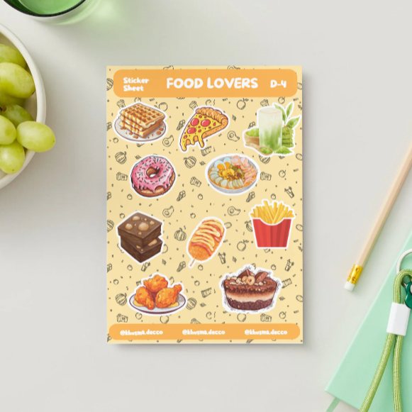 

Sticker Sheet Food Lovers | Stiker Lucu Tema Makanan Minuman | Khusma Decco