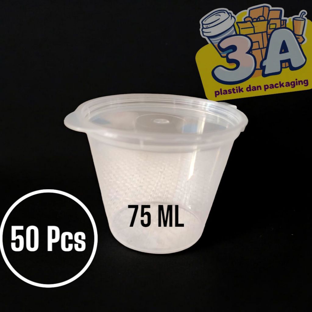 THINWALL CUP 75 ML Tutup Sambung / Cup puding dan jelly( 50 PCS)