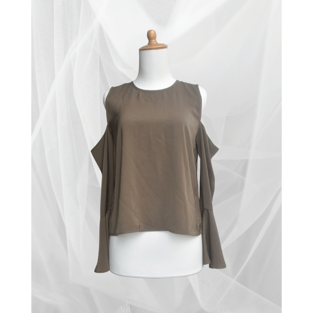 Love Bonito Green Army Bel Sleeve Blouse Top