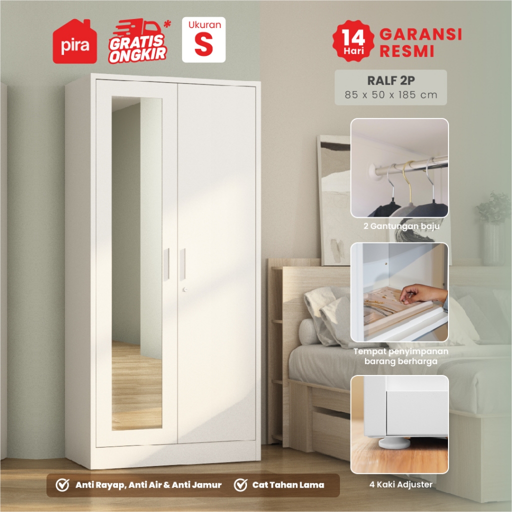PIRA OX -  RALF 2P MWD Lemari Pakaian Besi 2 Pintu