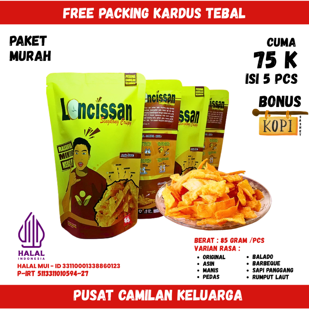 

Paket Keripik Murah Loncissan Singkong Crispy Mix Aneka Rasa