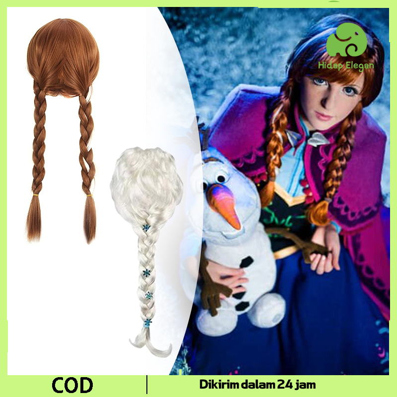 Rambut Palsu Elsa Frozen Rambut Palsu Anak Perempuan Rambut Princess Anak Perempuan Wig Maomao Rambu