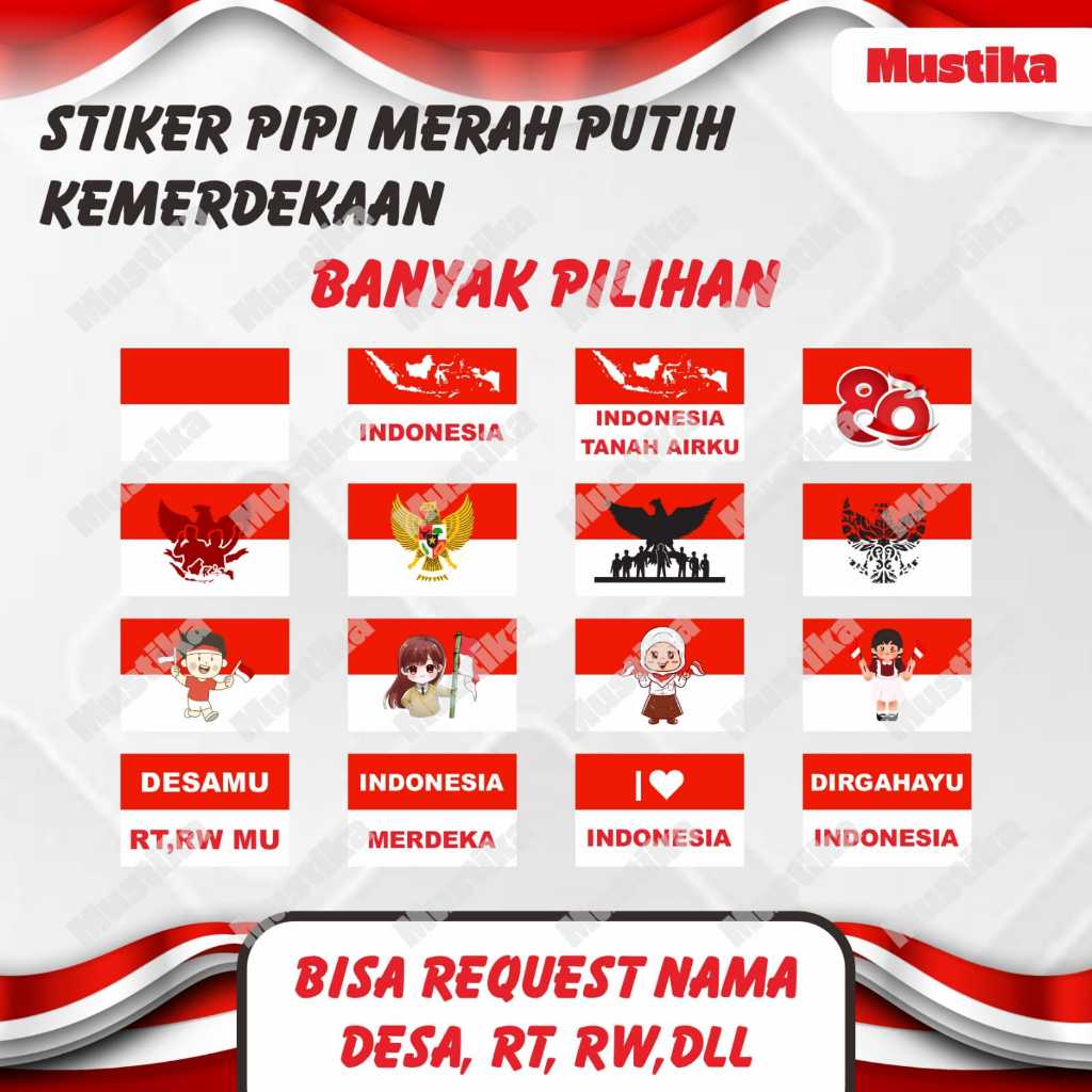 

(126 Pcs) STIKER BENDERA / STIKER PIPI / STIKER MERAH PUTIH