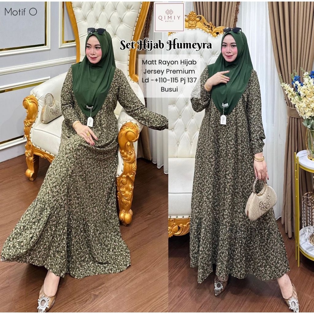 Vanilla Gamis set hijab by Afra hijab/ Humeyra set hijab by Qimiy