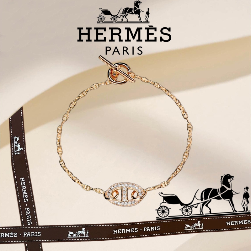 Hermes New Farandole emas gelang H221414B-00SH Aksesoris Fashion Gelang Berlian Emas（18K / 750 emas 