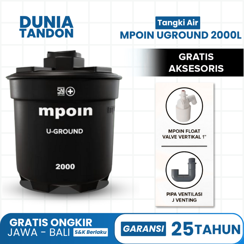 MPOIN UGround 2000 Liter SNI Tangki Tanam Pendam Tandon Air Toren Anti Lumut Garansi 25 Tahun