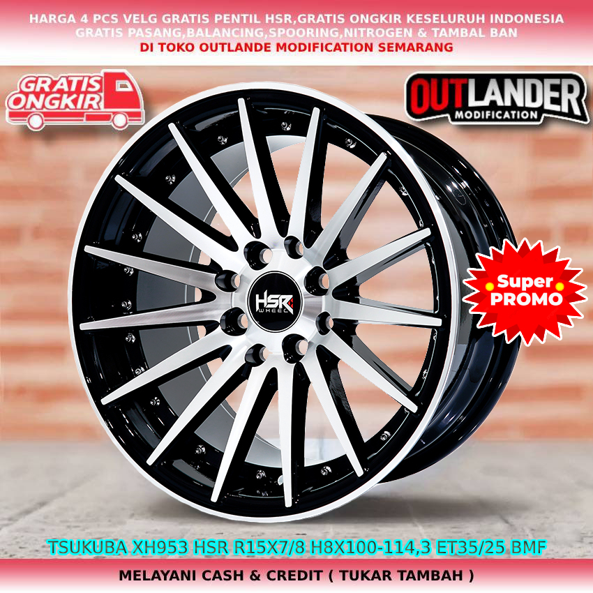 velg racing r15 lebar 7/8 velg mobil Agya Altis Ayla Calya Corolla Vios Yaris dll hsr tsukuba r15