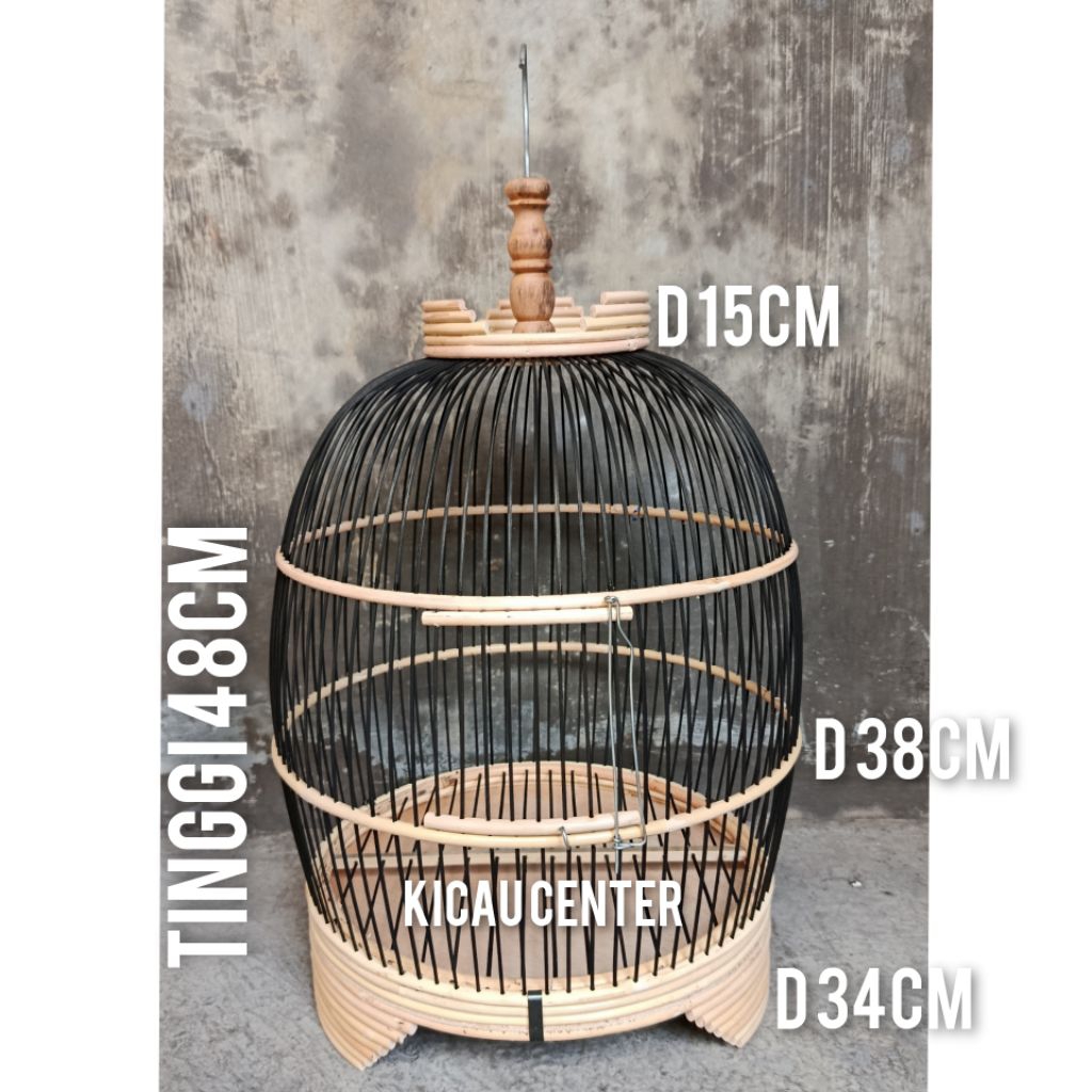 SANGKAR PERKUTUT ROTAN BAMBU BULAT
