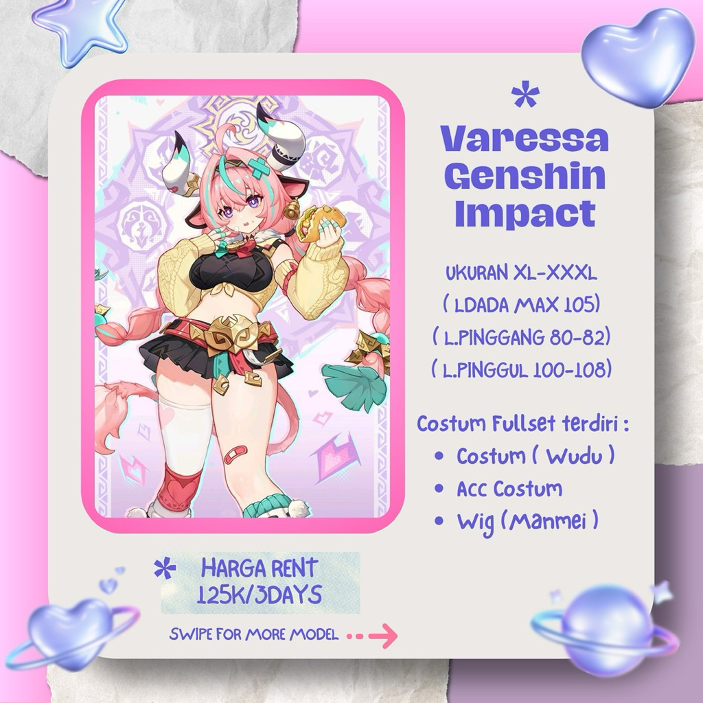 SEWA / RENTAL COSTUM VARESA GENSHIN IMPACT