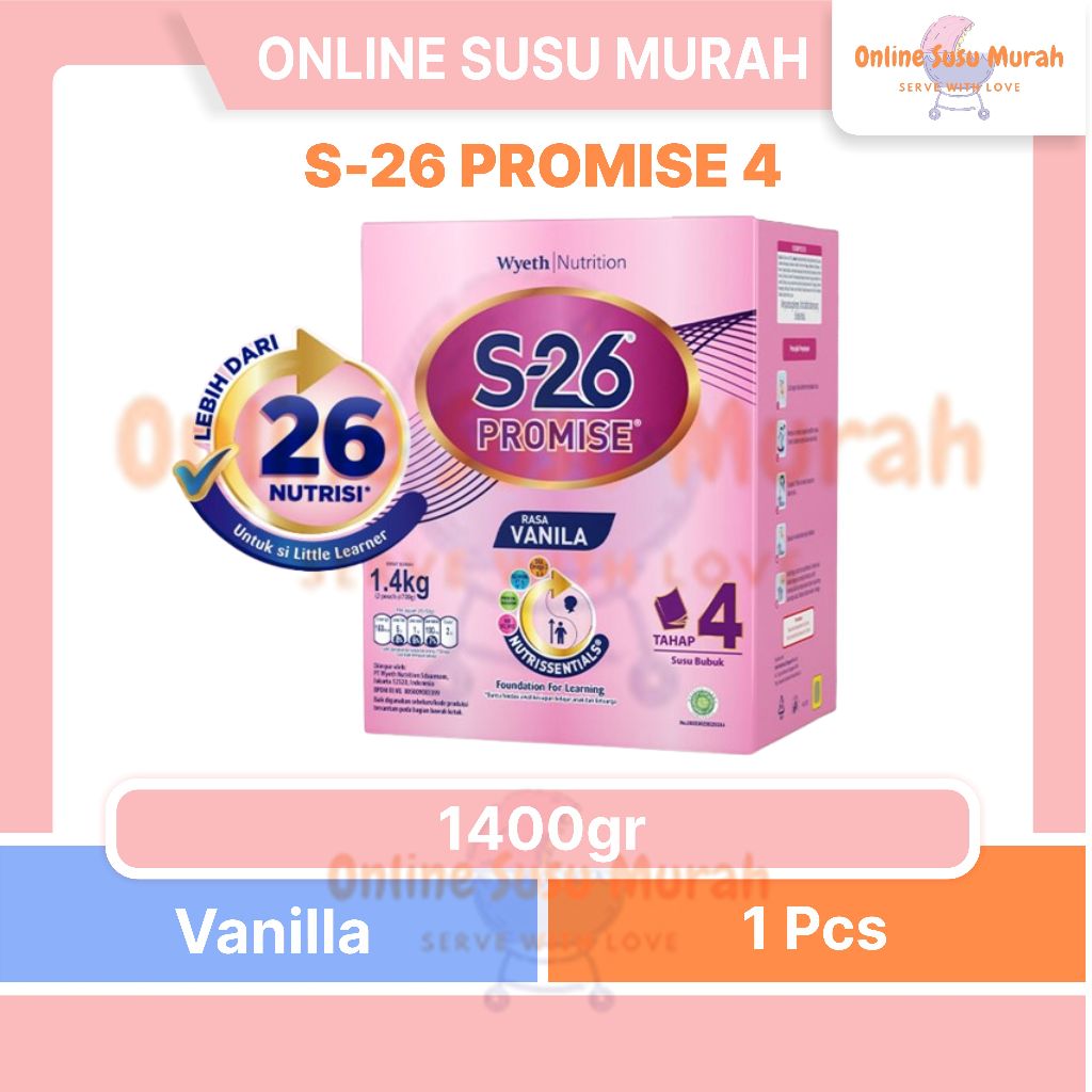 S26 PROMISE REGULER 4 1400GR NESTLE S 26 S-26 TAHAP 4 USIA 3 TAHUN KE ATAS 1400 GR SSKD