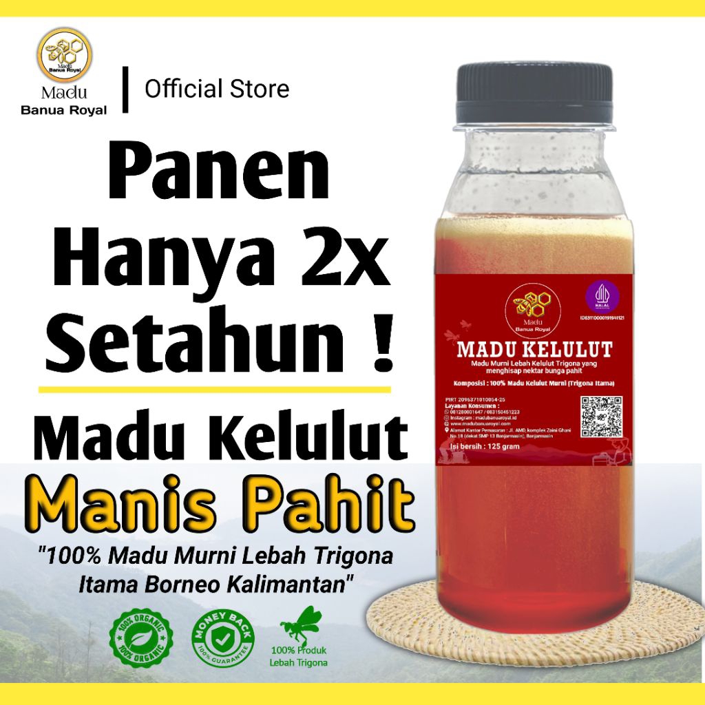 

Madu Banua Royal | Madu Kelulut Manis Pahit / Madu Klanceng / Madu Trigona / Madu Tuwel | 125 gram