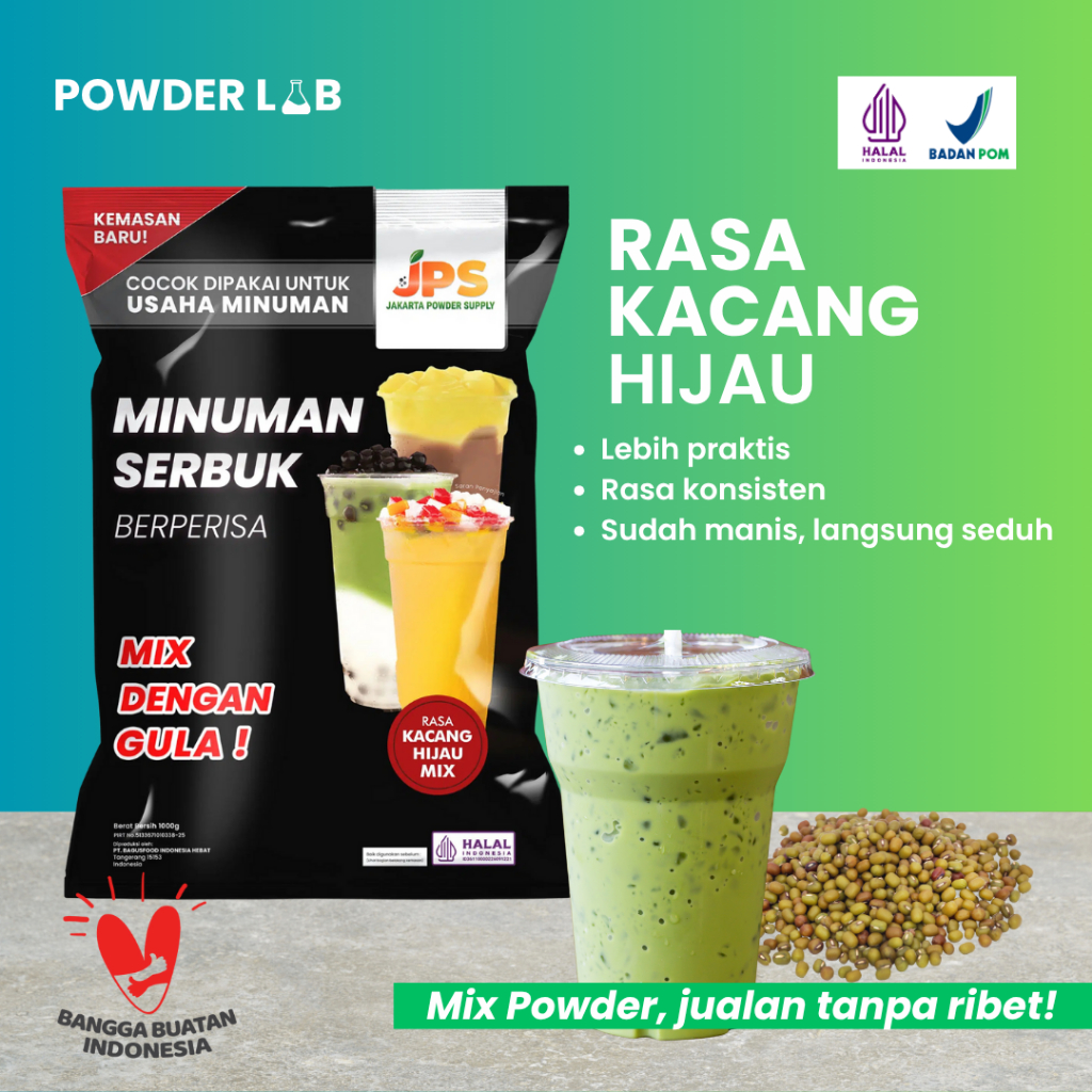 

Bubuk Minuman JPS Mix Rasa Kacang Hijau 1 KG - Powder Drink Premium Mix Mung Bean