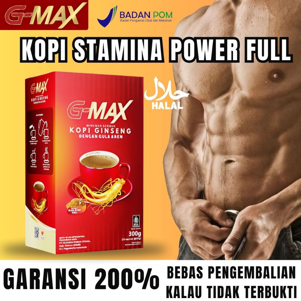 

Kopi Gmax Minuman Energi Stamina Tahan Lama Xtrak Gingseng 1 box( 10 sachet)