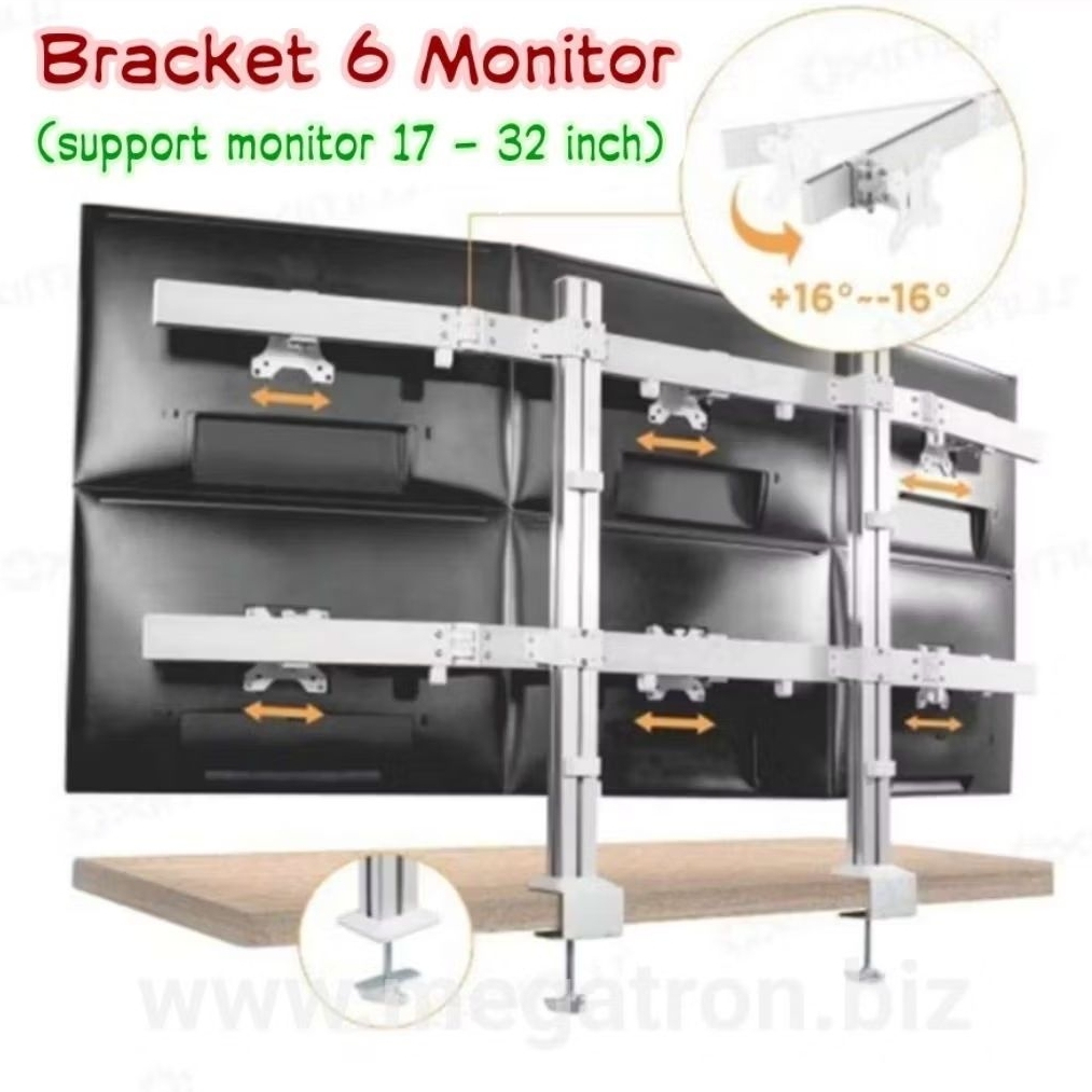Bracket Meja untuk 6 Display Monitor (support 17 - 32 inch)