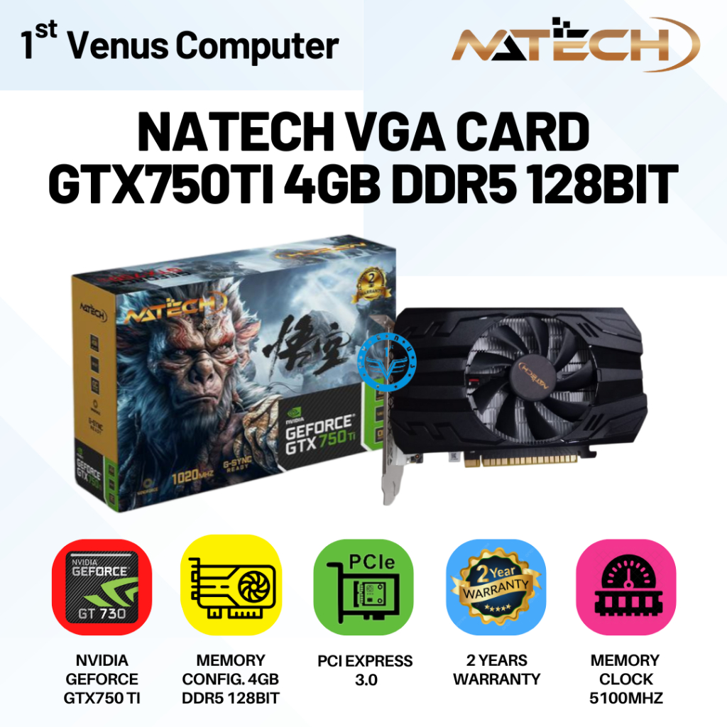 VGA NATECH GTX 750 TI 4GB DDR5 128BIT / VGA NATECH NVIDIA GeForce GTX750Ti 4GB DDR5 128BIT Garansi R
