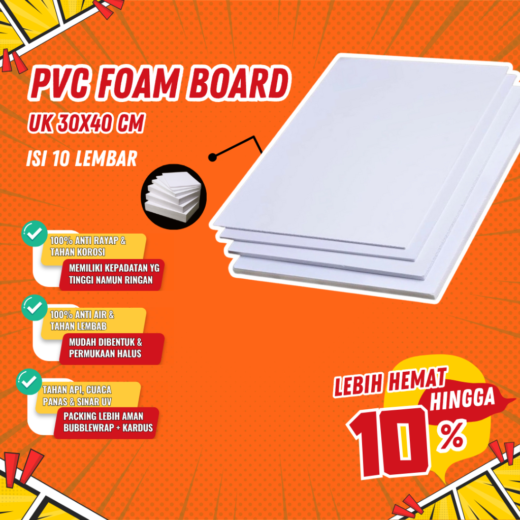 

PVC Foam Board 30x40 CM Isi 10 Lembar