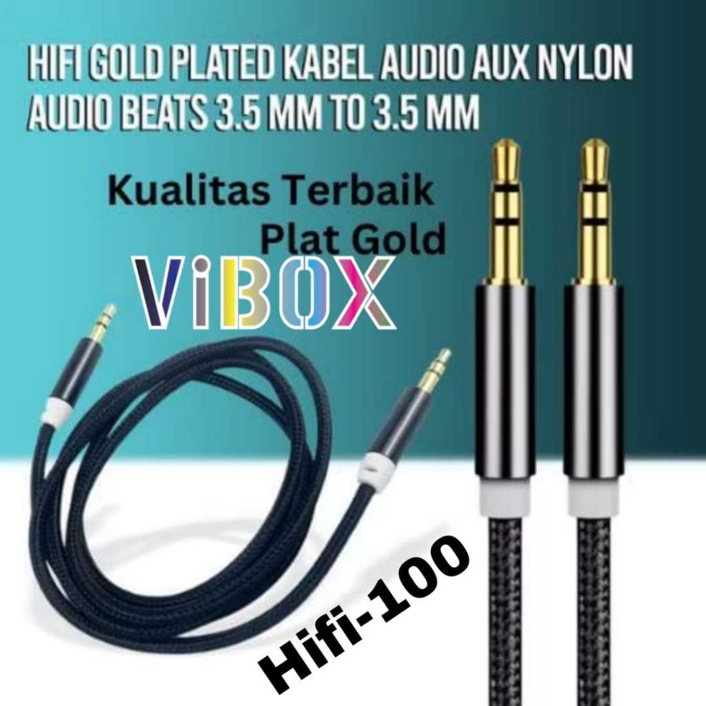 Vibox Kabel Aux Hifi-100 Hifi Gold Plated Kabel Audio Aux Nylon Audio Beats 3.5MM To 3.5MM Male To M