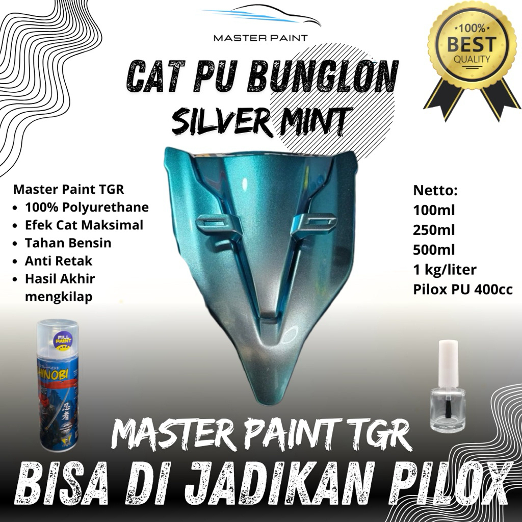 (BISA DIJADIKAN PILOX) Cat PU Bunglon Silver Mint | Cat Bunglon Silver Mint | Cat Silver efek tosca