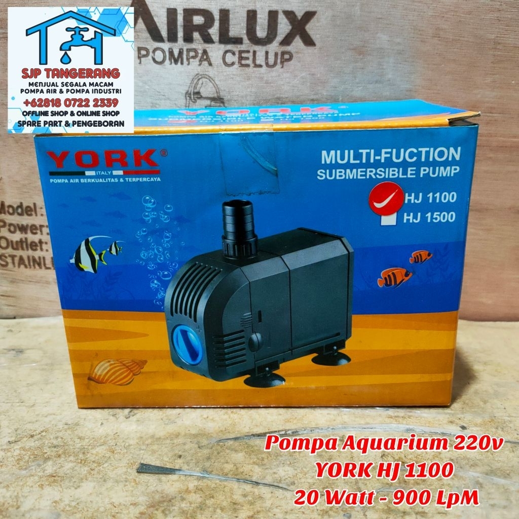 POMPA CELUP AQUARIUM 20 WATT YORK HJ 1100 / POMPA AQUARIUM 900 LpM 220v YORK HJ 1100