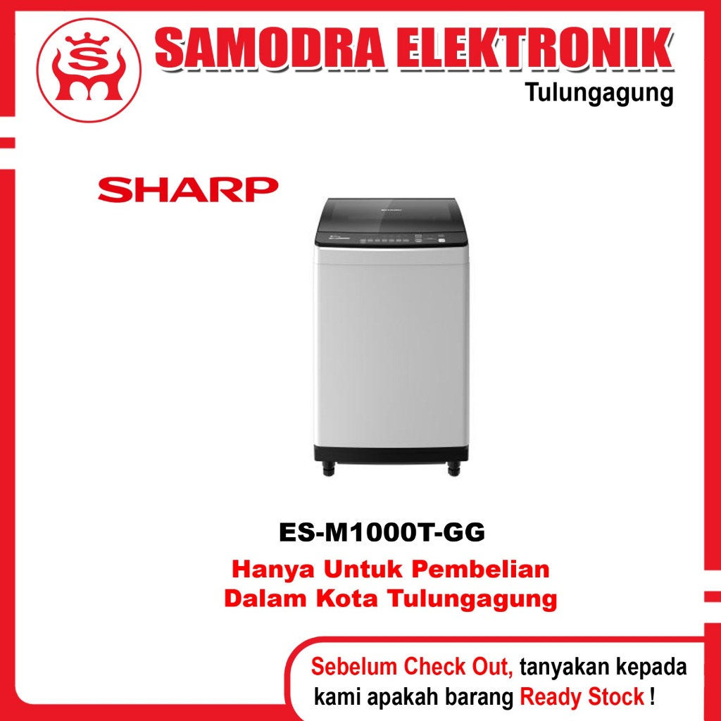 Mesin Cuci SHARP ES-M1000T-GG | Mesin Cuci Top Loading 10 Kg | Mesin Cuci Bukaan Atas Sharp