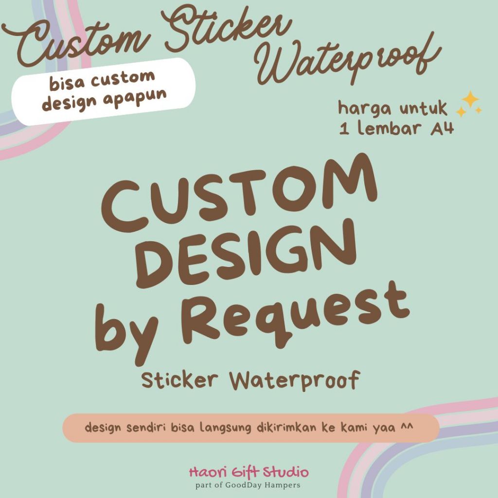 

Custom Sticker Waterproof Bebas Design Apapun ukuran A4