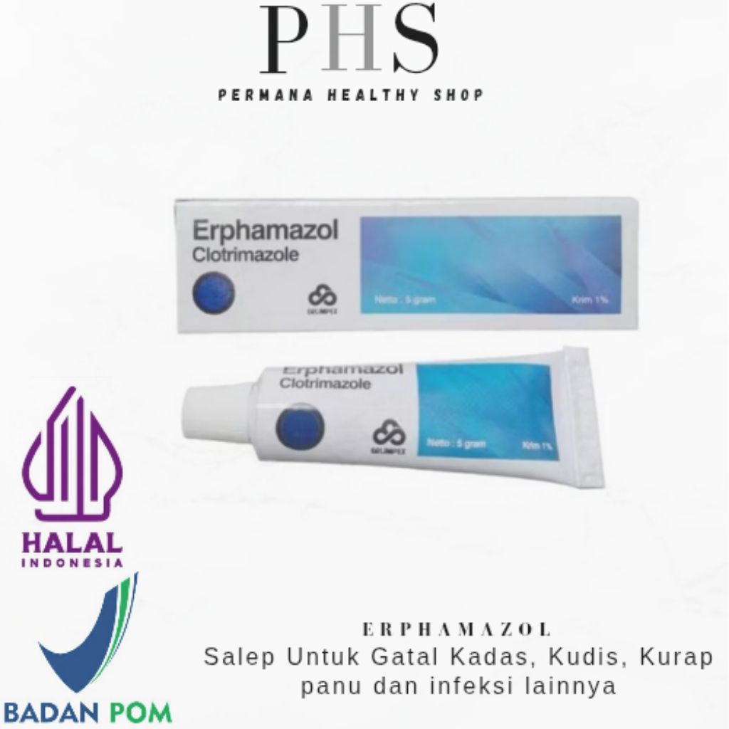 Erphamazol Cream 5 gr / Clotrimazole krim / Salep Anti Jamur / Krim Anti Jamur