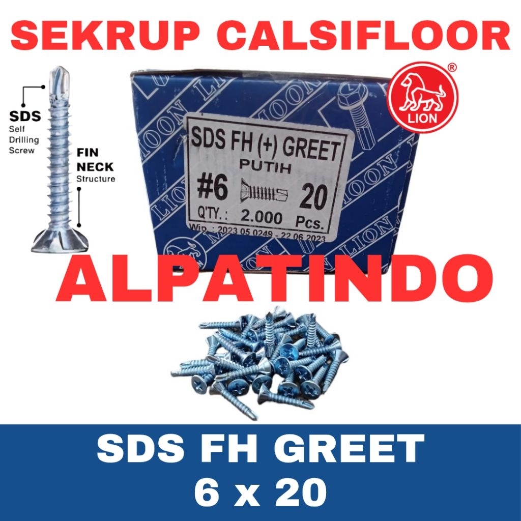 Sekrup Calsifloor 6 x 20 / Sekrup Rofing Obeng / Sekrup Listplank GRC / SDS FH Greet 6 x 20
