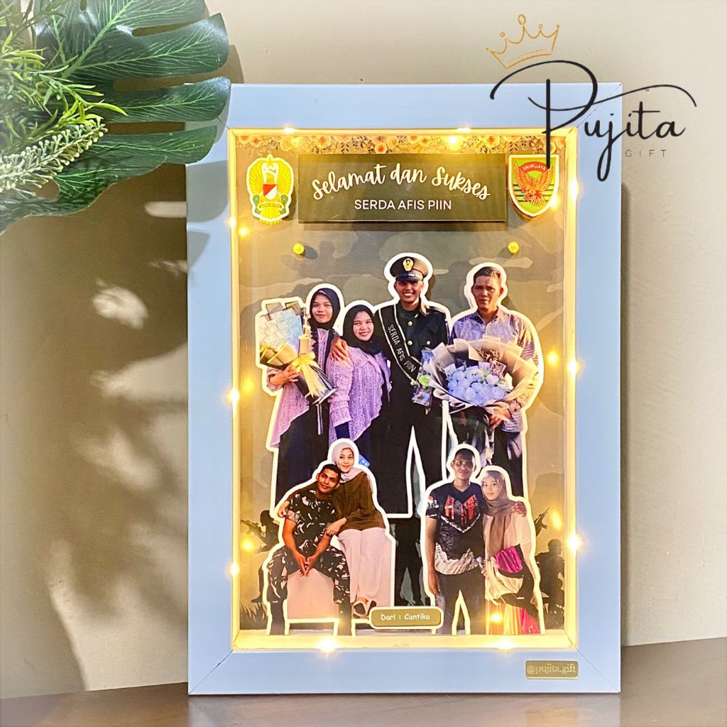 Scrapframe  20 x 30 cm Hadiah Kado Unik Scrapframe Frame 3D Custom Lampu Tumblr LED Makassar Gowa