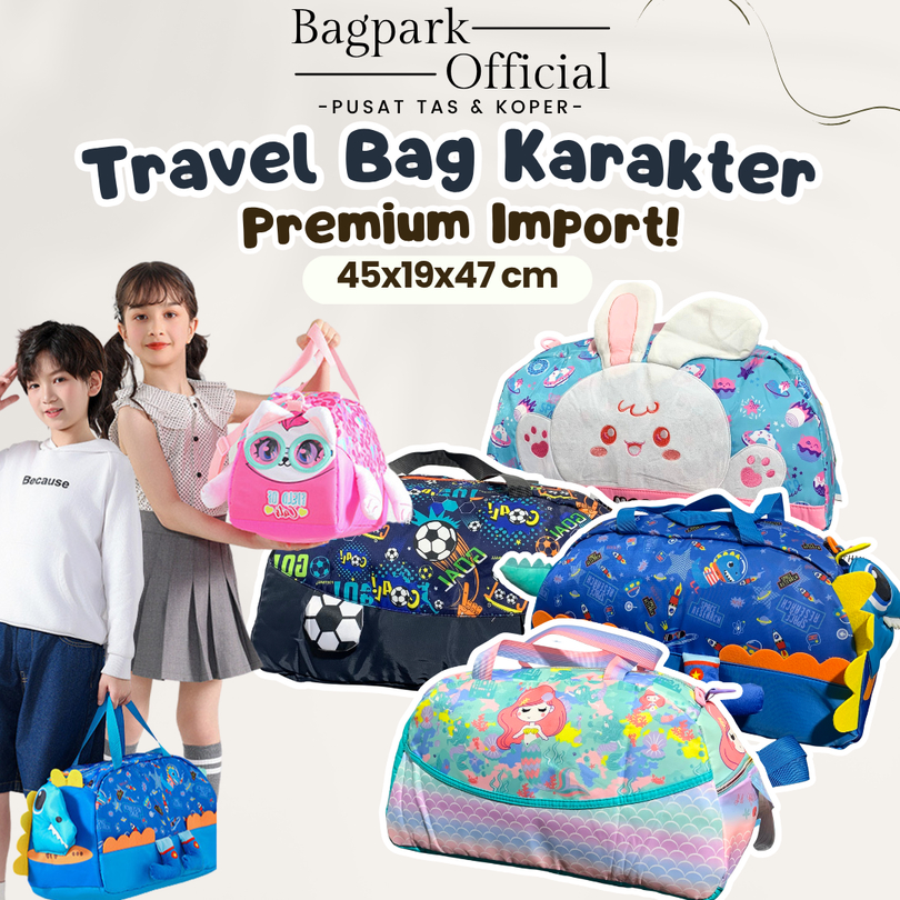 Tas Pakaian Anak Import Karakter Tebal Waterproof 2 in 1 Tas Olahraga Anak Tas Duffel Bag Tas Baju M