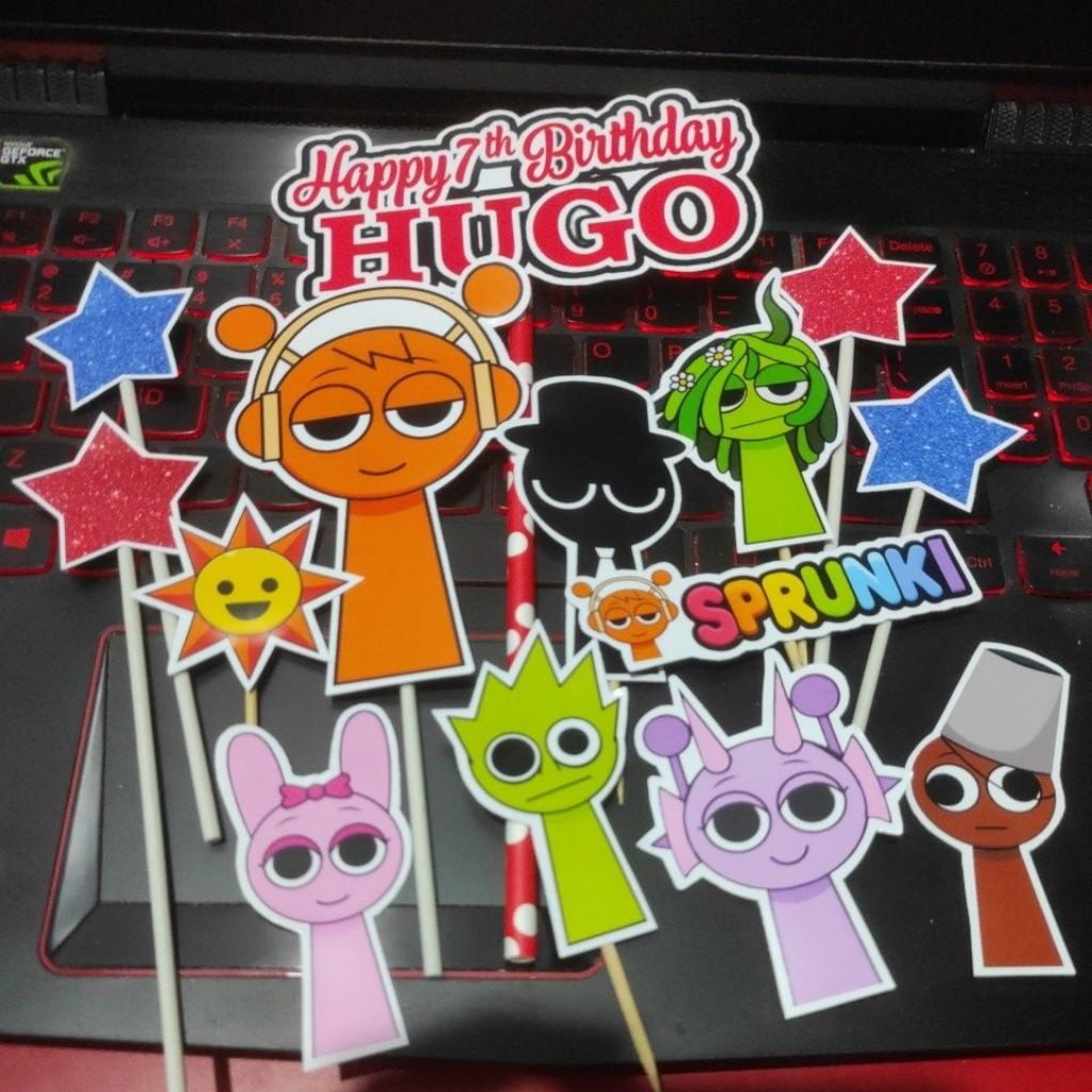 

cake topper hiasan kue sprunki cartoon kartu 0307spnki