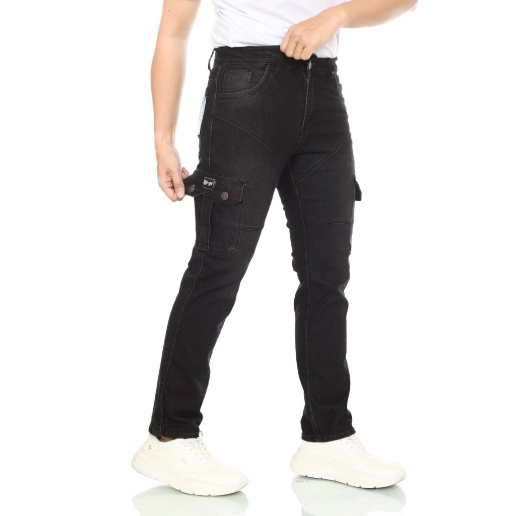 EFYP Celana Cargo Jeans Biker Pria Denim Streach Premium / Celana Biker Cargo Pants Panjang