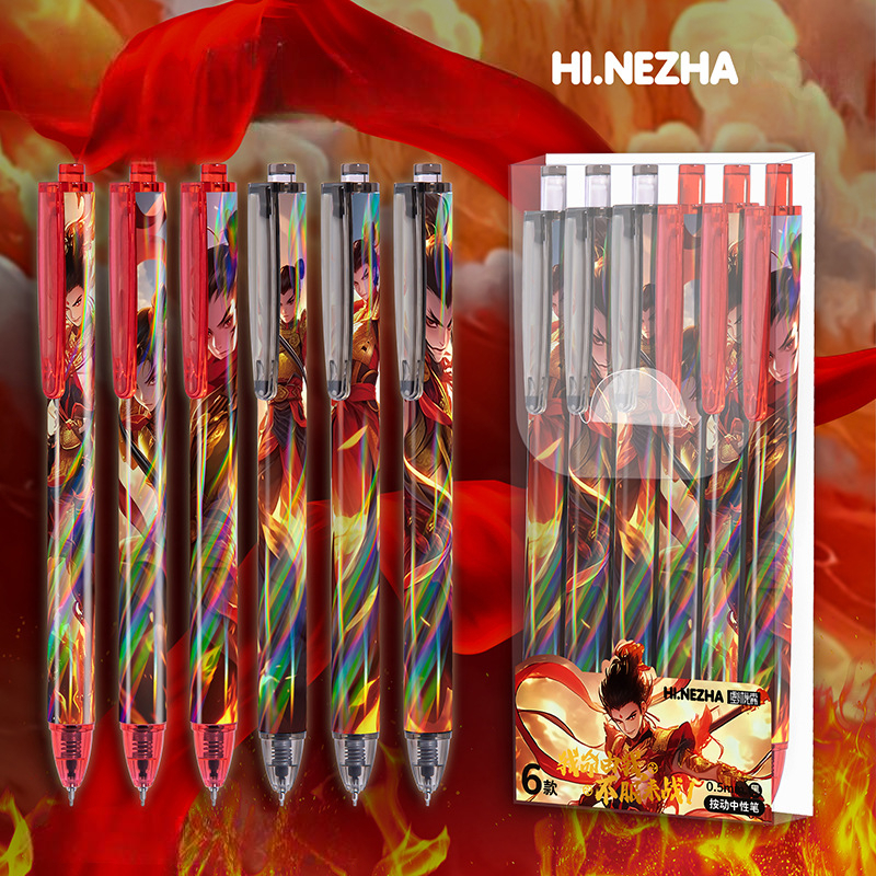 

batamall - (1BOX = 6PCS PENA) PULPEN GEL MEKANIK FULL PRINTED PREMIUM DENGAN BOX KARAKTER NEZHA VIRAL #ST175 PENA TINTA HITAM TIP 0.5MM BOLPOINT KUALITAS IMPORT LUCU UNIK ANAK SEKOLAH ALAT TULIS KANTOR