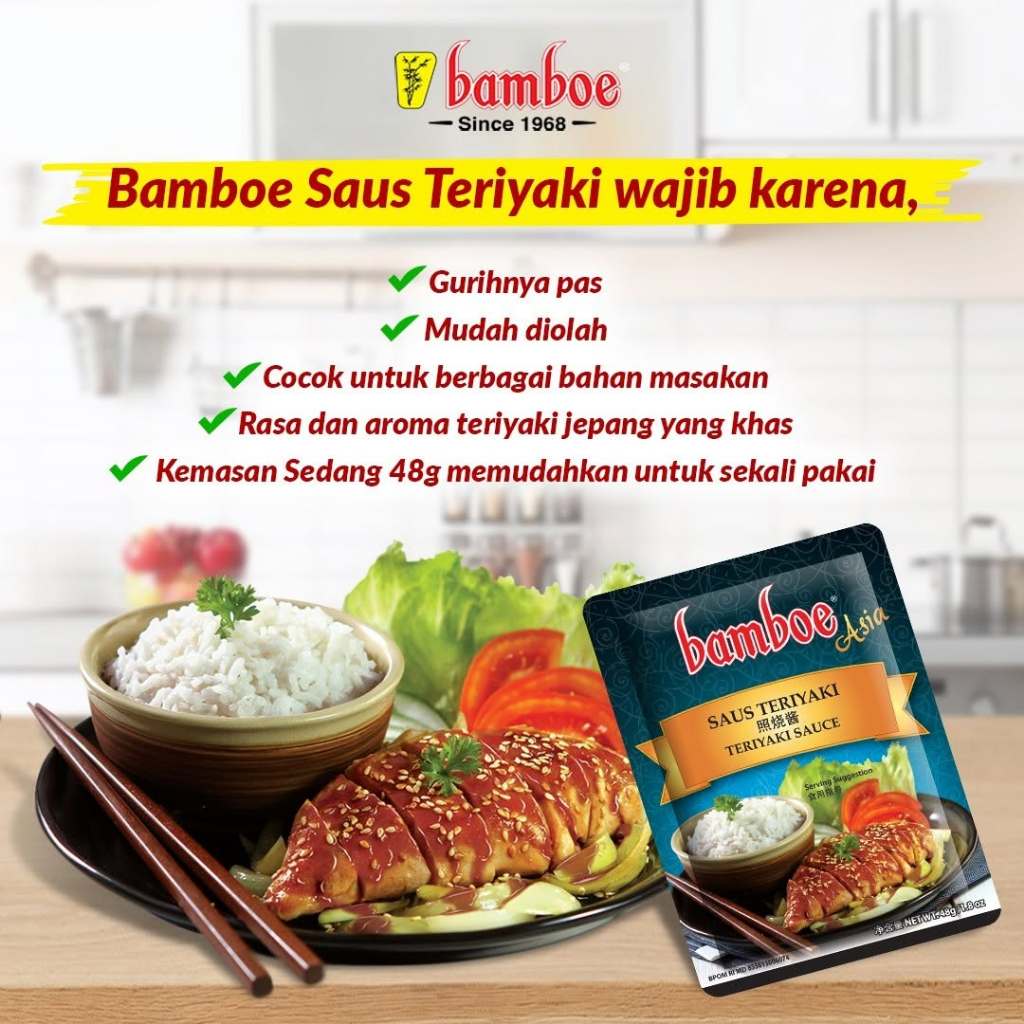 

BAMBOE Asia Saus Teriyaki Sauce Bumbu Instant 48g - Kheiza Frozen