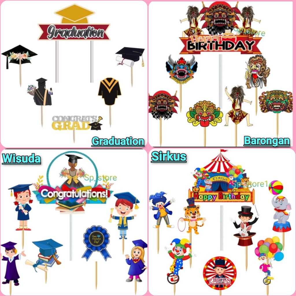 

TOPPER KARAKTER 1 SET / TOPPER KUE ULTAH / HIASAN KUE ULTAH / HADIAH ULTAH / TOPPER KHITAN