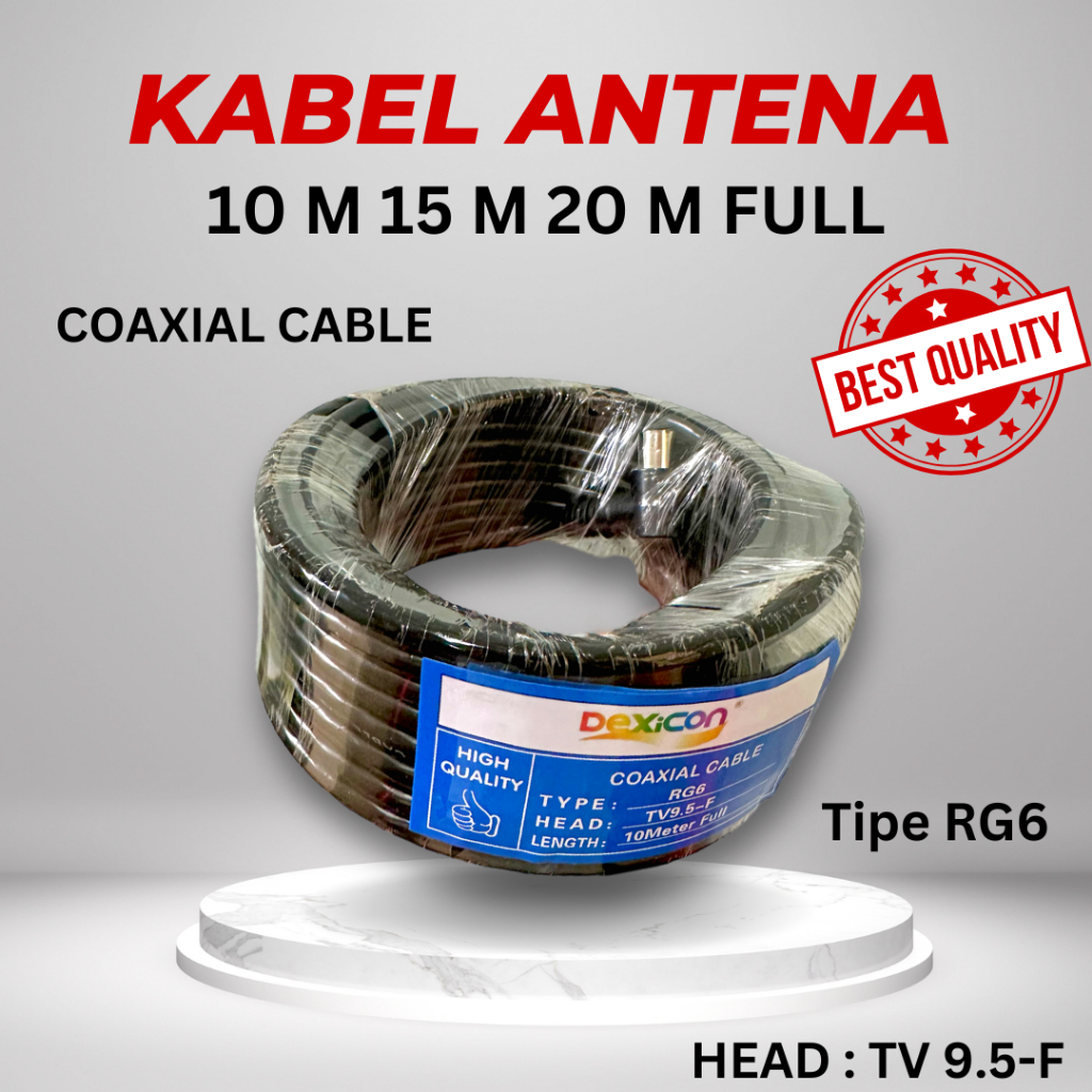 KABEL ANTENA 10 Meter 15 Meter 20 Meter RG6 KABEL ANTENA TV COAXIAL CABLE / KABEL ANTENA TV DEXICON
