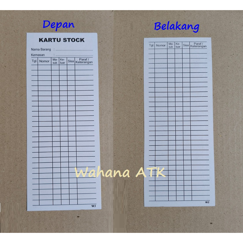 

Kartu stok Apotek lebar 8 cm bolak balik
