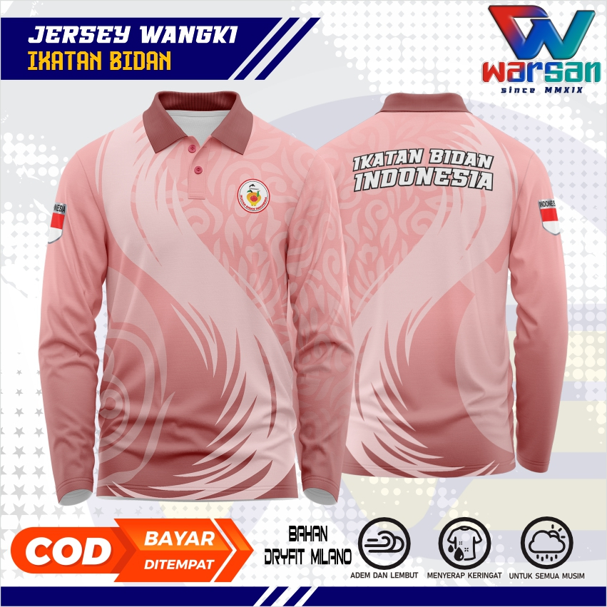 JERSEY WANGKI IBI LENGAN PANJANG FULLPRINTING / KAOS POLO BIDAN / JERSEY BIDAN PANJANG DRYFIT
