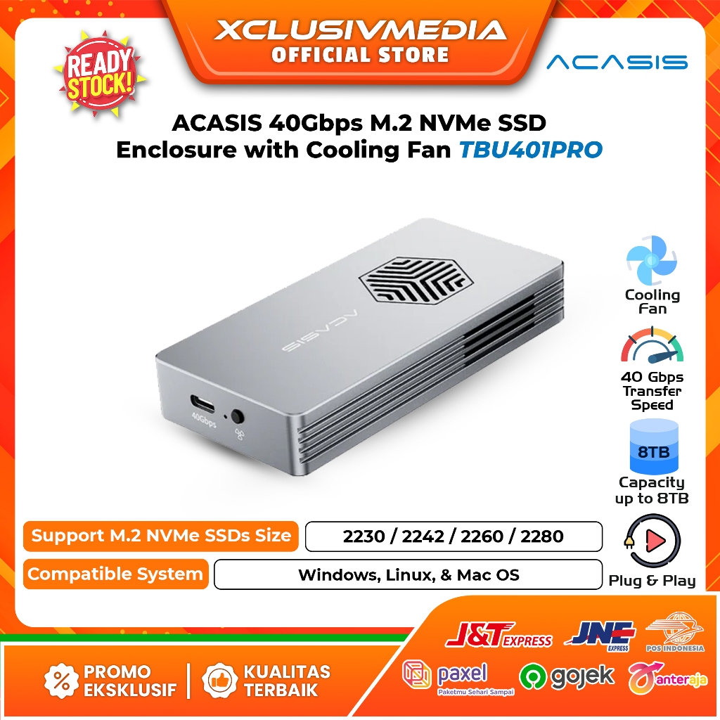Acasis 40Gbps M.2 NVMe SSD Enclosure with Cooling Fan TBU401PRO