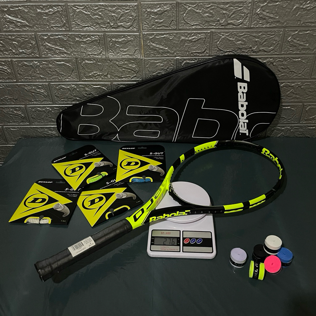 Junaidi_fahmi - Raket Tenis Premium + Senar Dunlop S-Gut + Tas Lapangan