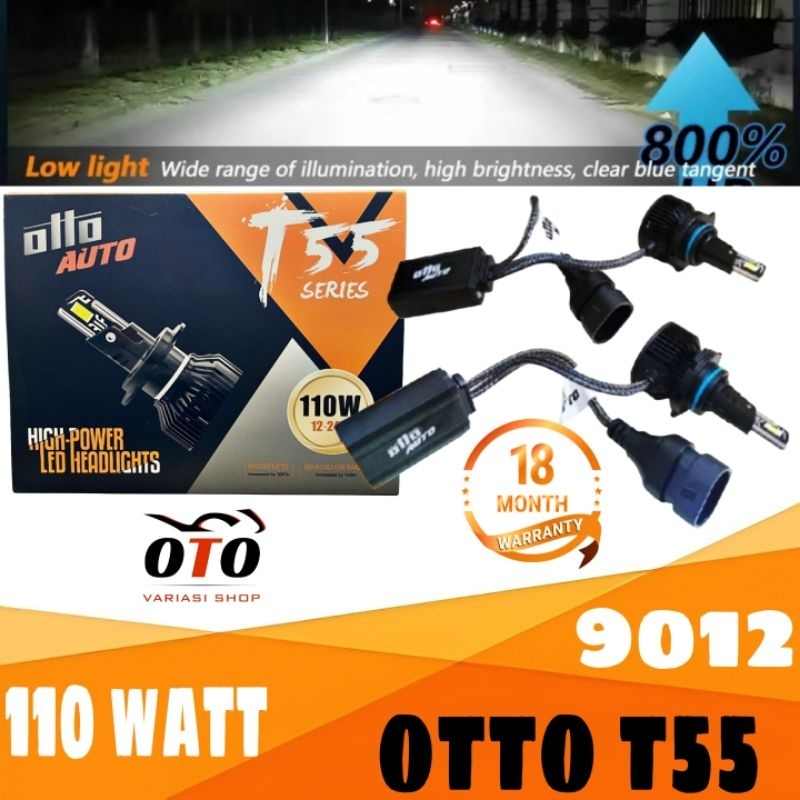 Lampu Led Mobil OTTO T55 H4 H7 H11 HB3 HB4 HIR2 55 Watt Lampu Utama Lampu Foglamp