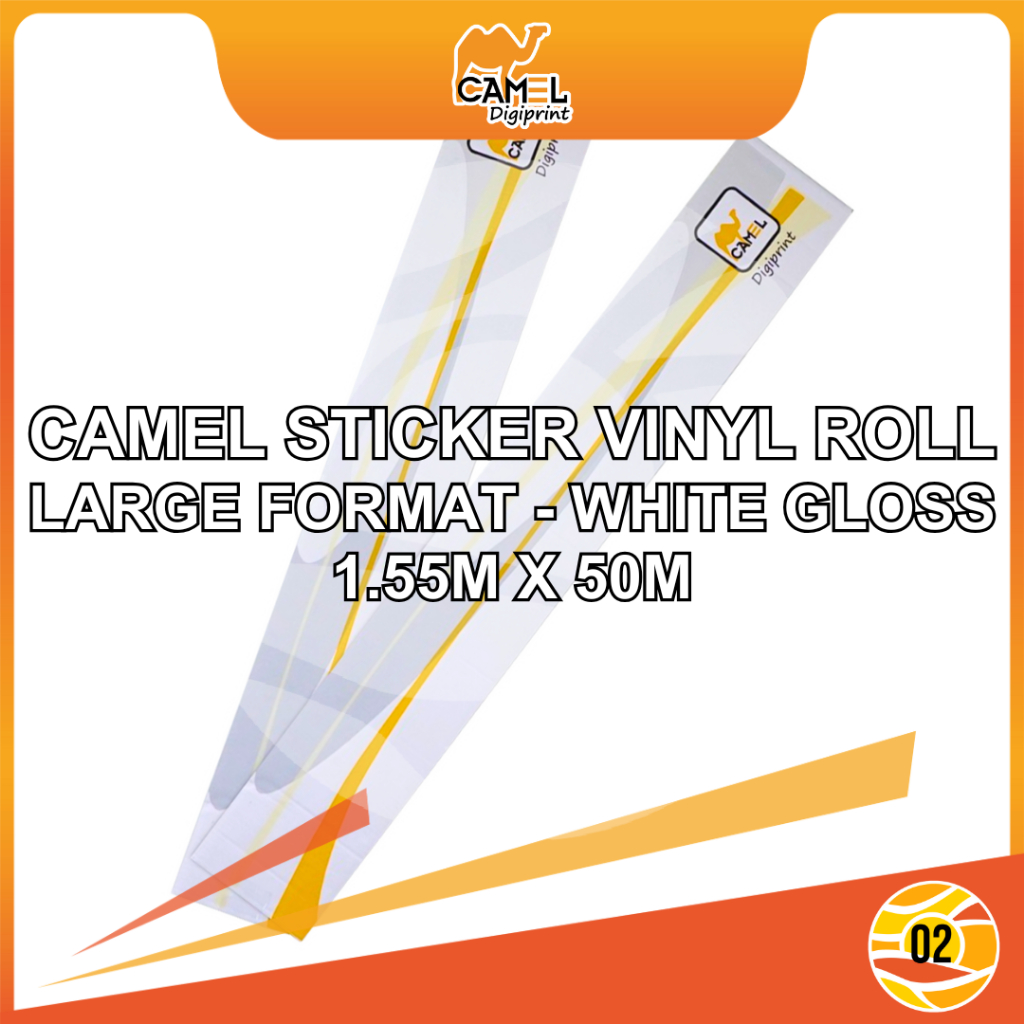 

Camel Sticker Vinyl Roll Indoor Outdoor Digital Print Inkjet Eco Solvent UV Stiker White Gloss Panjang 50 m Lebar 1.55 m - Roll
