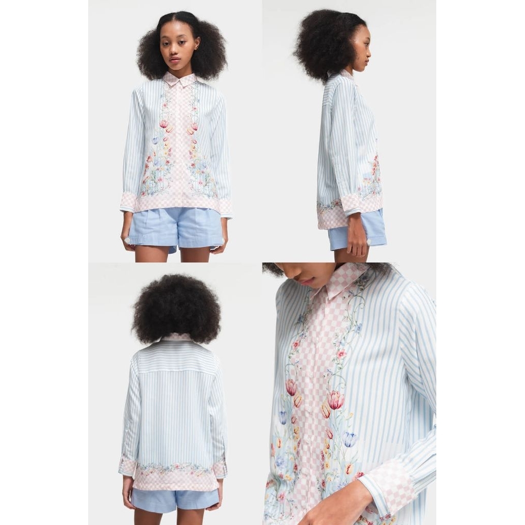 SALE Cottonink X Artkea Blue Parco Shirt Size L New