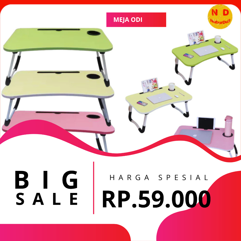 ODI Meja Lipat Laptop Ace Hardware / Meja Belajar Lipat /  Portable Odi/Meja Laptop Dan Tempat Gelas