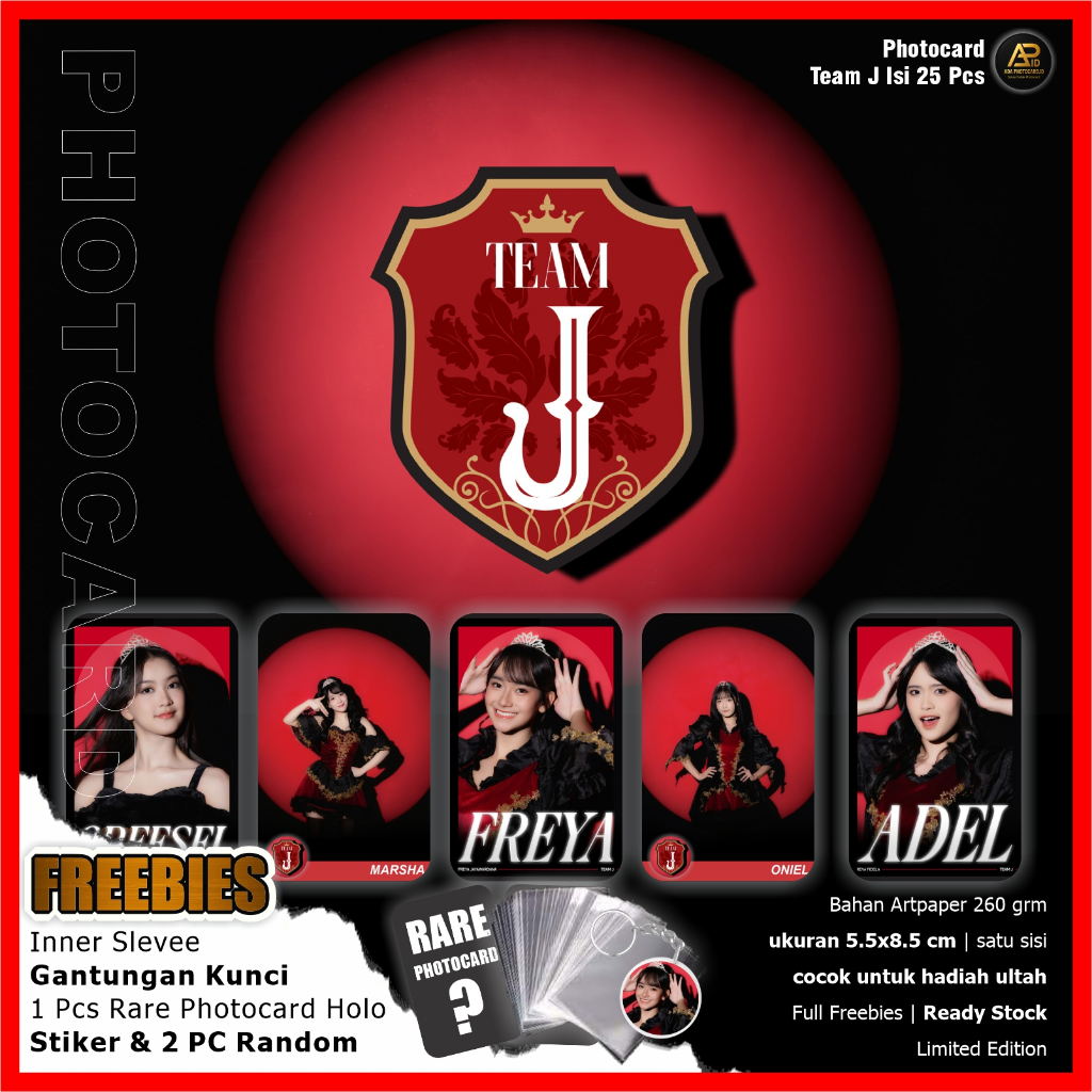 Photocard JKT48 Edisi Tim J (One Night Of JKT48) isi 25 Pcs Fanmade | Bonus Ganci, Rare Card, 2 PC r